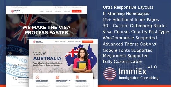 law, Visa services support, Migration Agent Consulting WordPress Business Theme - ImmiEx